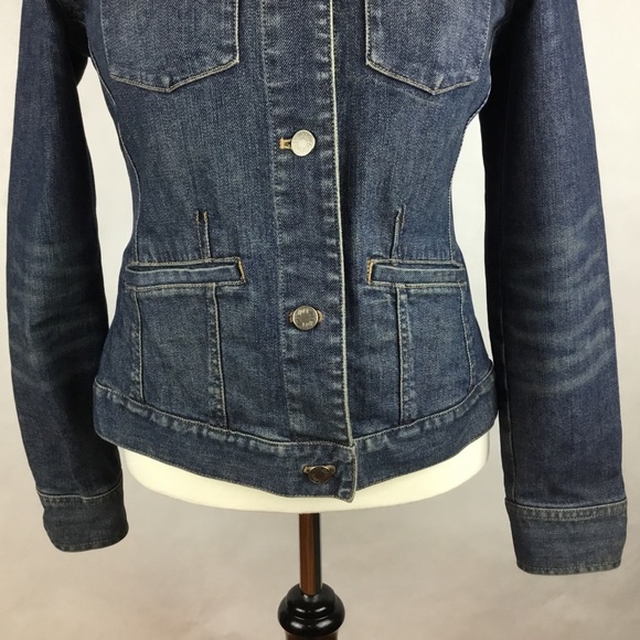 Women Jeans Denim Jacket Blue Pockets Size XS - Picture 4 of 8